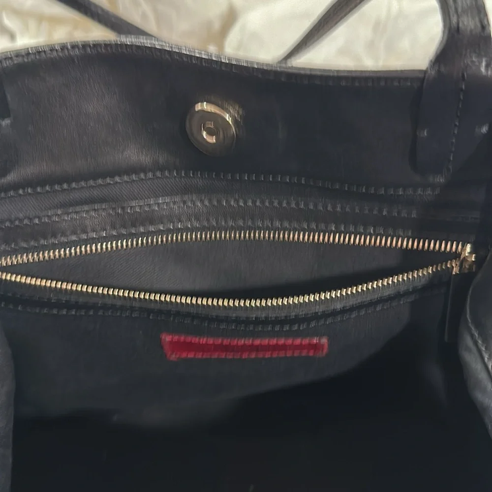 Valentino Garavani Black Napa Leather Flower Detail Shoulder Bag
